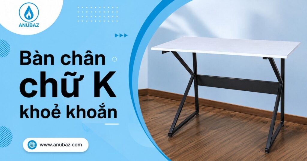 bàn làm việc chân sắt mặt gỗ