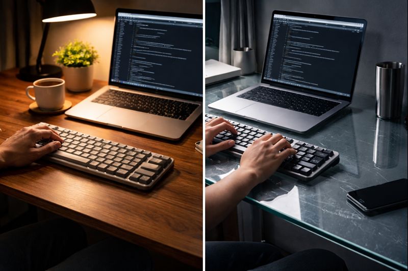 Nên chọn bàn làm việc mặt gỗ hay mặt kính?