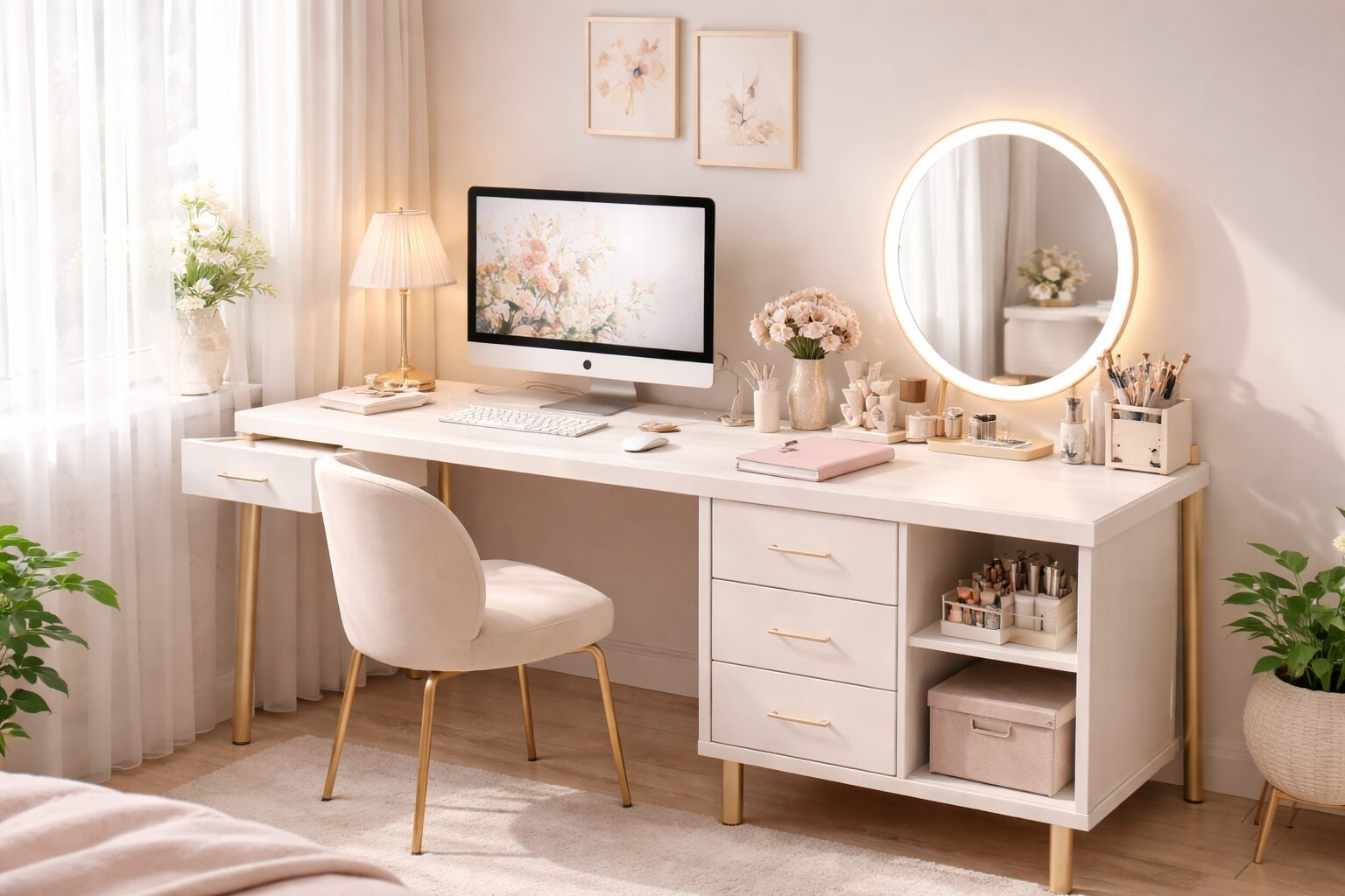 Bàn Làm Việc Cho Nữ Kết Hợp Làm Bàn Trang Điểm – Makeup